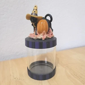 See's Candies Halloween Candy Container Jar Pumpkin & Black Cat Collectible - Picture 1 of 2