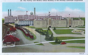 1947 Hershey Chocolate Corp. Factory and Modern Office Building Linen Postcard - Bild 1 von 2