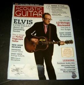 AUGUST 2009 ACOUSTIC GUITAR vintage music magazine ELVIS COSTELLO - Picture 1 of 1