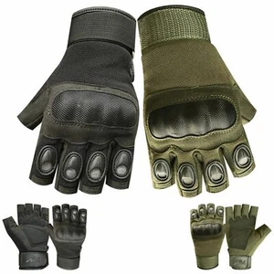 Guantes de cuero para moto para hombre medio dedo nudillo duro ciclismo deportes al aire libre - Imagen 1 de 12