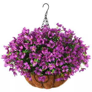 Artificial Faux Hanging Plants Flowers Basket for Spring Outdoor Decoration, ... - Picture 1 of 7