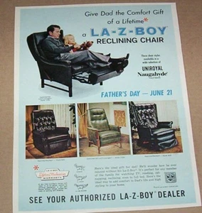 1970 print ad - La-Z-Boy recliner furniture family little girl Dad advertising - Picture 1 of 1