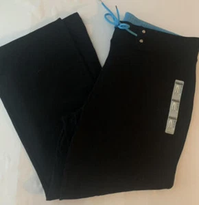 NWTS DANSKIN Women's XL Sleek Crop Bootleg Workout Pants Black Blue - Picture 1 of 5