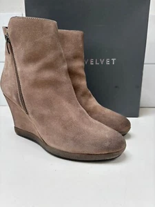 MINT VELVET WEDGE BOOTS 7 40 ankle mink taupe suede leather heels rrp£139 BNIB - Picture 1 of 14