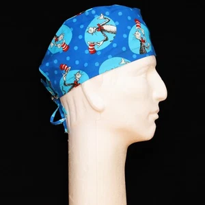 The Cat in the Hat on Deep Sky Blue Background Theme Scrub Hat - Picture 1 of 1