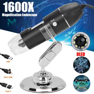 1600X 8LED USB Microscope Digital Electronic Magnifier HD Endoscope Camera Video - Picture 1 of 19