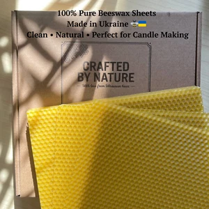 Organic Beeswax Sheets 8x8" (10 Pcs) with Wick | Candle Making Kit | Made in Ukr - Picture 1 of 6