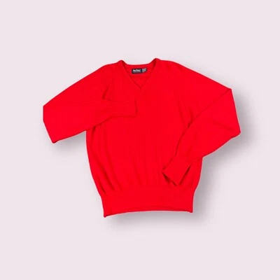 Vintage 90s Par Four V Neck Sweater Red Acrylic Made In USA Golf Mens Medium - Image 1 of 4