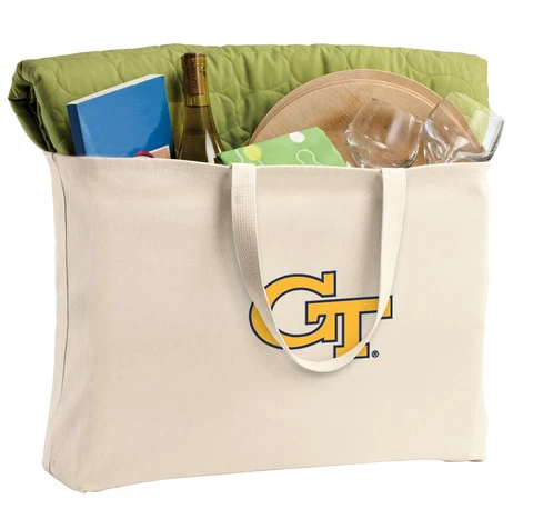 Georgia Tech Large Tote Bag JUMBO GA Tech Shopper Grocery Bags Beach Totes Cover