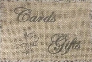 Primitive 5x7 Cards & Gifts Burlap Banner Panel Sign Rustic Barn Wedding New - Picture 1 of 1