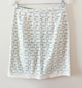 Anthropologie Edme & Esyllte Skirt Size 6 Off White Overlay Straight Knee Length - Picture 1 of 5