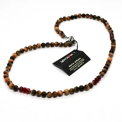 COLLANA IN ARGENTO 925 CON OCCHIO DI TIGRE E AGATA MADE IN ITALY BY MASCHIA - Immagine 1 di 4