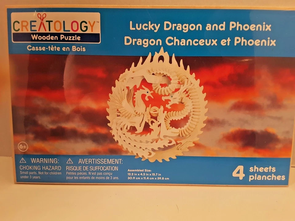 Nuevo en Paquete. Puzzle de Madera Dragón de la Suerte y Fénix, 15" Móvil Colgante por Creatology Foto 1 de 1