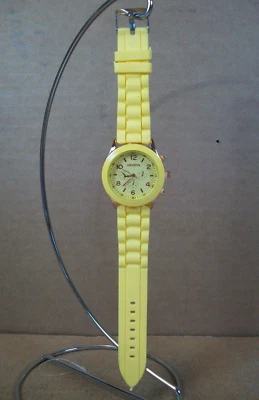 Geneva желтый/розовое золото шкала безель резиновый ремешок 9 дюймов часы ~ аналоговый 12 часов шкала - Изображение 1 из 4