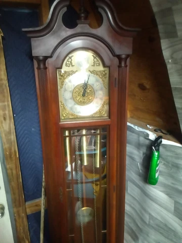 Large Colonial Of Zeeland CO. Grand Father Clock  Great BURL WOOD Design Works! Cover