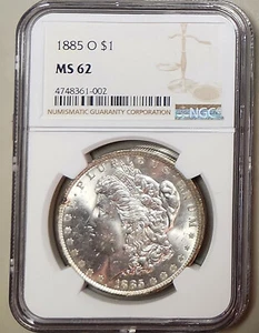 Dólar de plata O Morgan 1885 NGC MS62 envío gratuito - Imagen 1 de 2