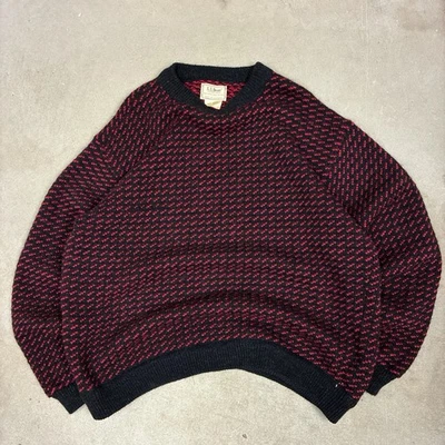 Vintage 1980’s L.L .Bean Birds Eye Wool Knit Crewneck Sweater Size XL - Image 1 of 4