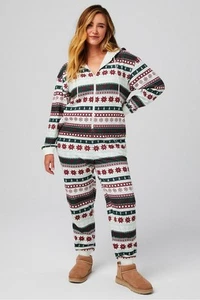 NWT Women’s Size L Cozy Fleece Hooded One Piece - Picture 1 of 11