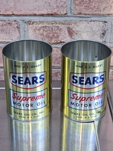 Aceite de motor de metal vintage NOS Sears Supreme de un cuarto - ¡Nunca sellado!!  - Imagen 1 de 7