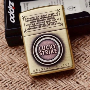 Zippo Lucky Strike Antique Gold 3 Sided Design Etching Lighter Regular Japan - Bild 1 von 6