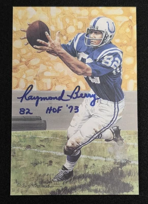 RAYMOND BERRY Signed Goal Line Art Card-HALL OF FAME-BALTIMORE COLTS-JSA - Image 1 of 4