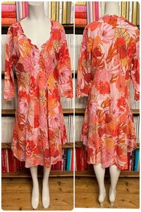 OneSeason Australia Ladies M 10 12 Dress Kaftan Midi Floral Print Cotton - Picture 1 of 12