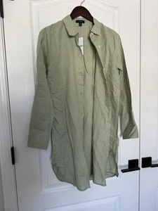 J.Crew 89 $ Strandhemd aus Leinen-Baumwollmischung, L, hellgrün, neu mit Etikett - Bild 1 von 9