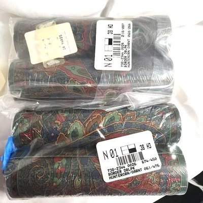 复古壁纸边框 4 卷 5 Y x 6 3/4" Paisley Jacobean Teal 绿色 红色 金色 — 第 1/4 张图片