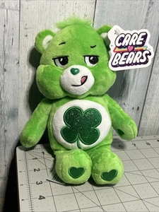 Care Bears 9" Lucky Plush Glitter Belly Good Luck Bear Green Lucky Shamrock New - Picture 1 of 6