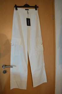 PrettyLittleThink Shape White Buckle Detail Carco Wide Leg Hose 34 - Bild 1 von 12