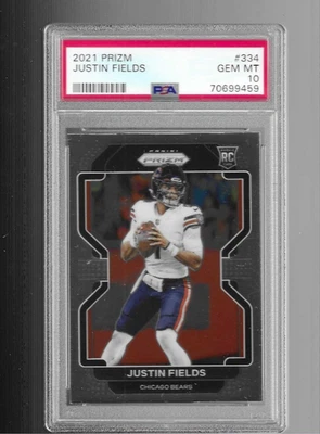 2021 PANINI PRIZM JUSTIN FIELDS RC GRADED PSA 10 GEM MINT - Image 1 of 2