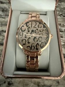 Beverly Hills Polo Club Women's Watch Quartz Gold Tone Cheetah Leopard Print New - Picture 1 of 8