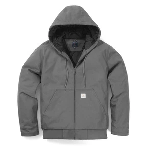 HISEA Men Insulated Hooded Jacket Relaxed Fit Canvas Coat Quilted Lined Workwear - Picture 1 of 42