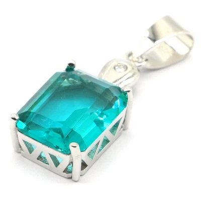 Romántico rico colgante de plata aguamarina blanca circonita cúbica regalo para hermana Foto 1 de 2