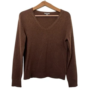 Apt 9 Womens 100% Cashmere V Neck Sweater Size L Brown Preppy Quiet Luxury - Picture 1 of 7