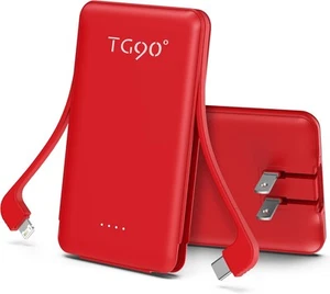 TG90 5000mAh Ultra Slim Power Bank Built in Foldable AC Plug and Cables Card - Picture 1 of 9