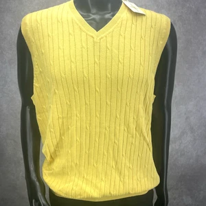 Southern Pines Cable Knit Vest Yellow Pullover V-neck Cottage Men's XXL New NWT - Picture 1 of 8