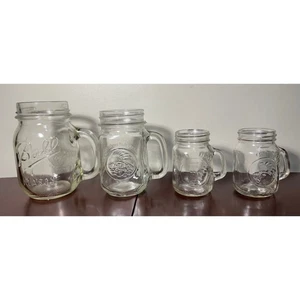 4er Set Einmachglas Gläser mit Griffen 2 normale & 2 Mini Schnapsgläser Kugel  - Bild 1 von 5