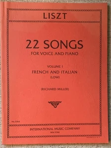 LISZT " 22 SONGS FOR VOCE AND PIANO" VOL 1 LOW FRENCH/ITALIAN 12 SONGS PB VG+ - Picture 1 of 1