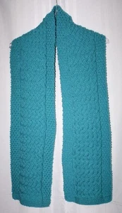 New Handmade Knitted Aqua Fancy Multiple Cable Scarf - Picture 1 of 1