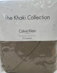 CALVIN KLEIN PEBBLE TEXTURA CAMELLO EURO SHAM NUEVO EN PAQUETE ABIERTO; DESPLEGADO - Imagen 1 de 2