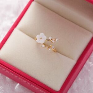 Fashion Flower Butterfly Leaf Opening Ring Women Adjustable Wedding Jewelry Gift