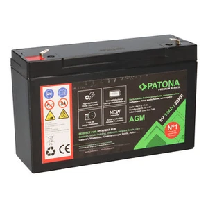 PATONA Premium AGM Blei Akku 6V 12Ah 20HR 1800 Zyklen - Bild 1 von 8