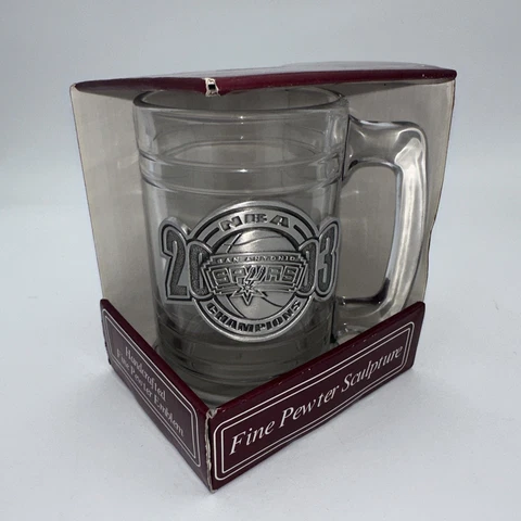 New Glass And pewter 2003 San Antonio Spurs Stein, Great American Products, NICE Cover