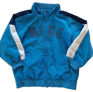 Nike 4T Windbreaker Athletic Jacket Logo Zipper Front Pockets Blue Navy White - Picture 1 of 8