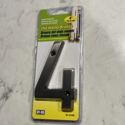 Hy-Ko 4" Casa Número 4 Estilo Moderno Fuente Viejo Mundo Bronce BR-420WB Foto 1 de 2