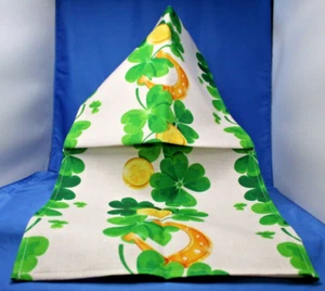 Saint St. Patrick's Day Table Runner Horseshoes Golden Coin Clovers 70 x 18" - Picture 1 of 4