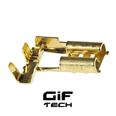 ELCART 10 PEZZI FASTON FEMMINA PASSO 6,35 OTTONE CAVO 0,25 - 1,2 MM² ANGOLO BANDIERA