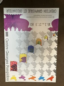 Vintage Original Französisches Museum Computer Grafik Expo Poster - Bild 1 von 4