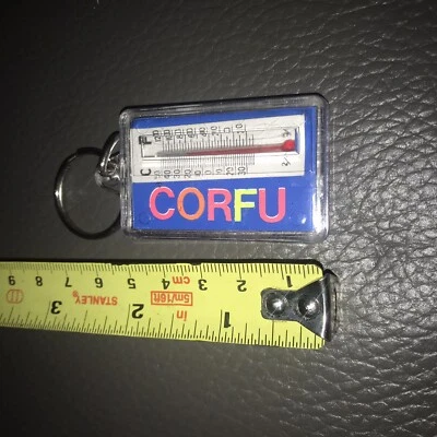 Vintage 1990s CORFU Souvenir Thermometer Key Chain Rare Keyring for Keys - Image 1 of 2
